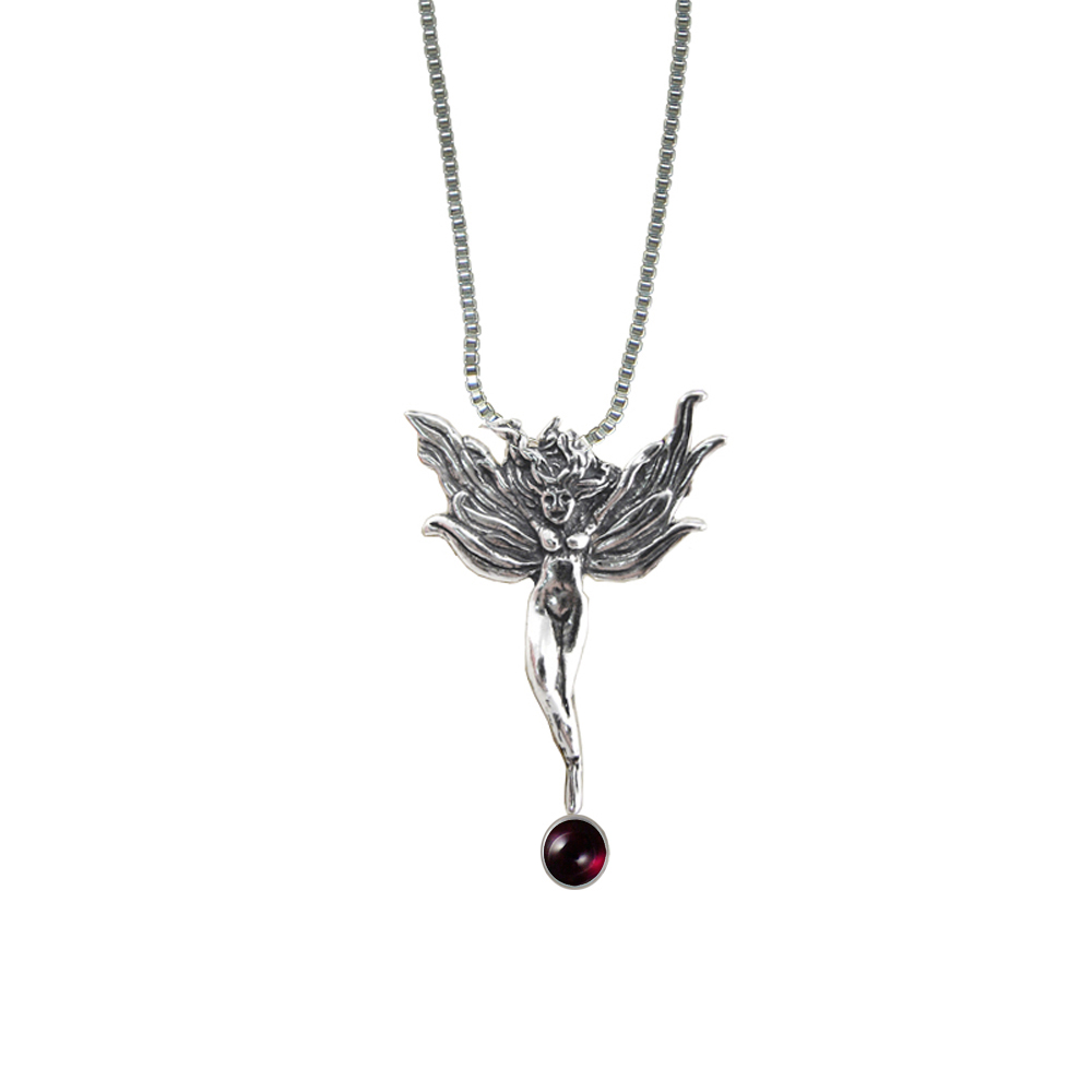 Sterling Silver Molly The Irish Fairy Pendant With Garnet